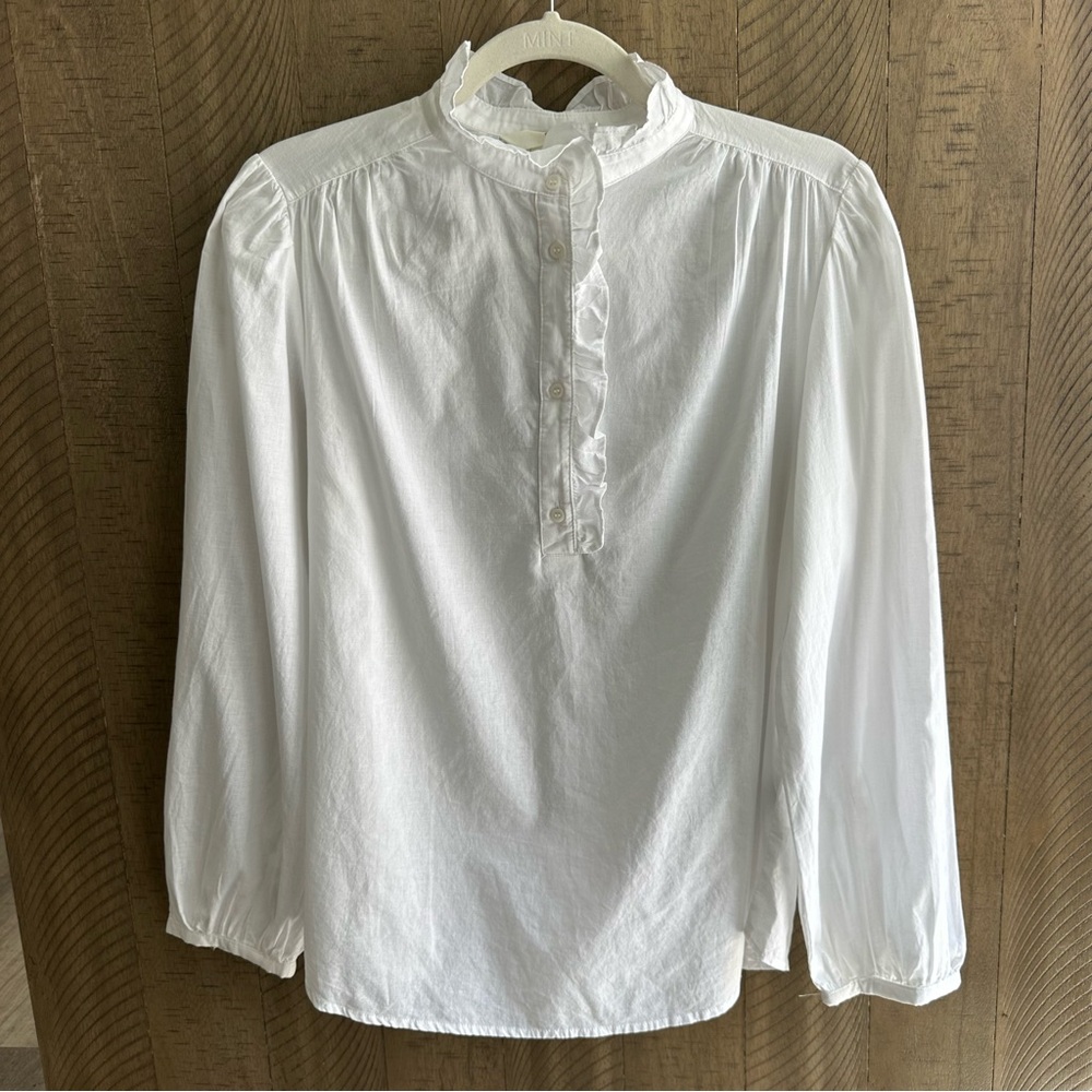 NWT H&M White Ruffled Blouse Size S